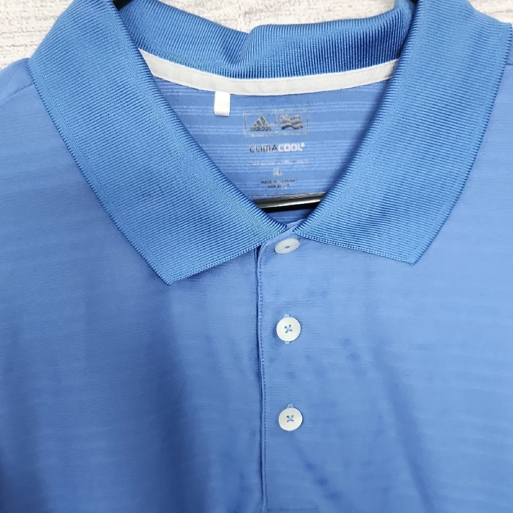 adidas Men's Striped Blue Polo Shirt